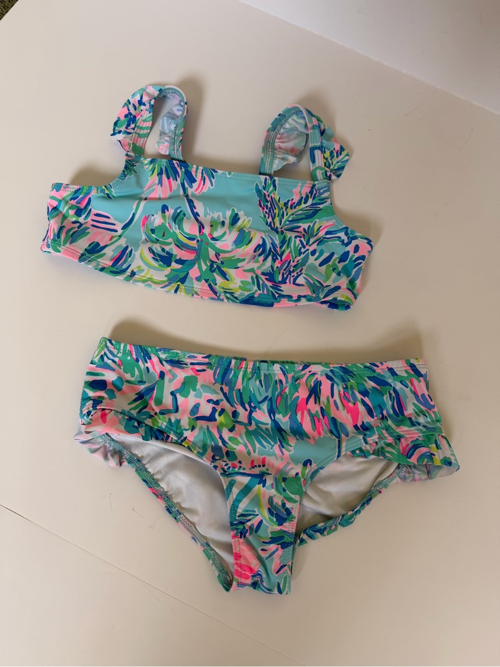 Lilly Pulitzer Girls Size 10 Two Piece Bikini Swimsuit Tropical Floral